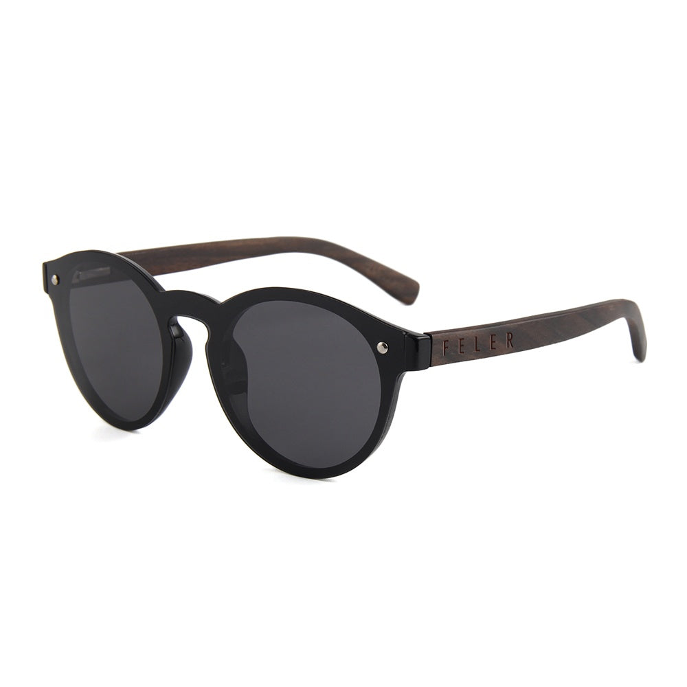 Feler 1502-1 Wooden Sunglasses - BLACK UNISEX Size 52 mm