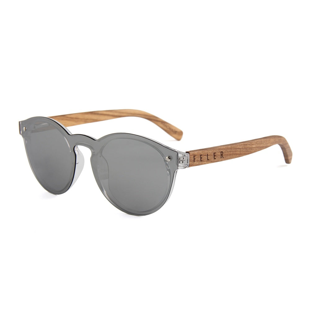 Feler 1502M-2 Wooden Sunglasses - SILVER UNISEX Size 52 mm